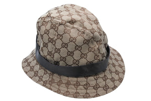 GUCCI グッチ バケットハット 023441 XM116 サイズXL GG柄 キャンバス レザー ベージュ ブラウン 帽子 総柄 良品 中古 65127 
