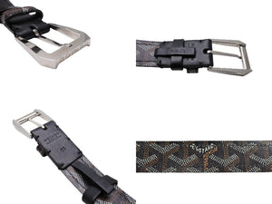 GOYARD ゴヤール フレガット ベルト SUT 020181 フランス製 PVCコーティングキャンバス レザー ブラック 美品 中古 65131