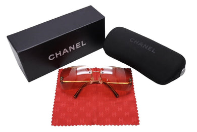 極美品 CHANEL シャネル サングラス メガネ ココマーク 4017 イタリア製 メタル オレンジ ゴールド金具 62◻︎17 中古 65139