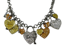 画像をギャラリービューアに読み込む, 極美品 Christian Dior クリスチャンディオール ロゴ アクセサリー シルバーネックレス ハートキー ラインストーン 中古 65145