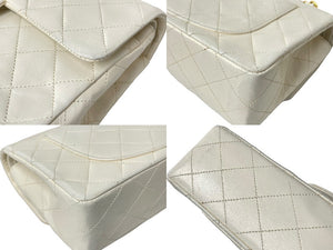 CHANEL シャネル マトラッセ23 Wフラップ Wチェーンショルダーバッグ 0番台 ラムスキン ホワイト ゴールド 良品 中古 65148