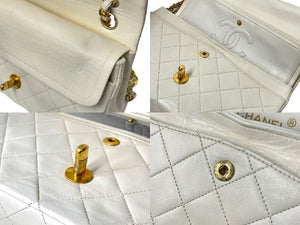 CHANEL シャネル マトラッセ23 Wフラップ Wチェーンショルダーバッグ 0番台 ラムスキン ホワイト ゴールド 良品 中古 65148