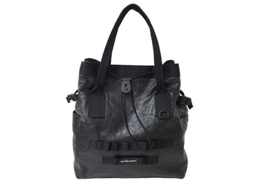 極美品 BALENCIAGA バレンシアガ Army スモール トートバッグ 2024春夏 644040 1000 R 620318 ラムスキン ブラック 中古 65152