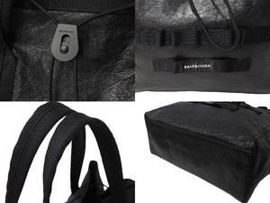極美品 BALENCIAGA バレンシアガ Army スモール トートバッグ 2024春夏 644040 1000 R 620318 ラムスキン ブラック 中古 65152