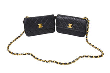 Load image into Gallery viewer, CHANEL シャネル マトラッセ チェーンショルダーダブルバッグ 5番台 ラムスキン ブラック ゴールド金具 美品 中古 65153