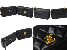 Load image into Gallery viewer, CHANEL シャネル マトラッセ チェーンショルダーダブルバッグ 5番台 ラムスキン ブラック ゴールド金具 美品 中古 65153