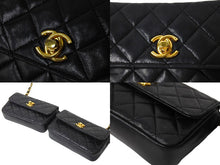 Load image into Gallery viewer, CHANEL シャネル マトラッセ チェーンショルダーダブルバッグ 5番台 ラムスキン ブラック ゴールド金具 美品 中古 65153