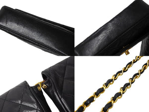 CHANEL シャネル マトラッセ チェーンショルダーダブルバッグ 5番台 ラムスキン ブラック ゴールド金具 美品 中古 65153