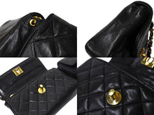 Load image into Gallery viewer, CHANEL シャネル マトラッセ チェーンショルダーダブルバッグ 5番台 ラムスキン ブラック ゴールド金具 美品 中古 65153