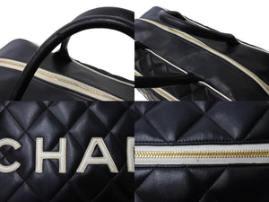 CHANEL シャネル ボストンバッグ A05943 3番台 ココマーク カーフスキン ブラック キルティング ロゴ 美品 中古 65155