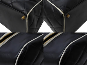 CHANEL シャネル ボストンバッグ A05943 3番台 ココマーク カーフスキン ブラック キルティング ロゴ 美品 中古 65155