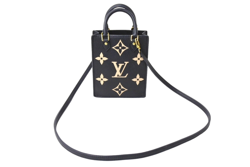 LOUIS VUITTON ルイヴィトン モノグラム アンプラント プティット サックプラ 2WAY ハンドバッグ M57937 IC ブラック カーフスキン ショルダー 美品 中古 65158