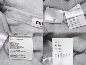 極美品 MIUMIU ミュウミュウ セーラーカラートップ ノースリーブ 24SS MJT654 コットン グレー サイズS 中古 4b006516 