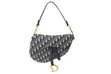 画像をギャラリービューアに読み込む, ChristianDior クリスチャンディオール サドルバック オブリーク トロッター柄 レザー キャンバス ネイビー 美品 中古 65162