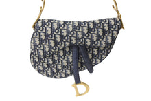 画像をギャラリービューアに読み込む, ChristianDior クリスチャンディオール サドルバック オブリーク トロッター柄 レザー キャンバス ネイビー 美品 中古 65162