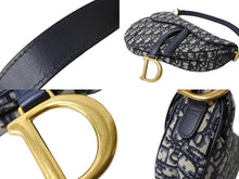 画像をギャラリービューアに読み込む, ChristianDior クリスチャンディオール サドルバック オブリーク トロッター柄 レザー キャンバス ネイビー 美品 中古 65162