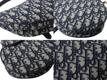 画像をギャラリービューアに読み込む, ChristianDior クリスチャンディオール サドルバック オブリーク トロッター柄 レザー キャンバス ネイビー 美品 中古 65162