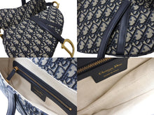 画像をギャラリービューアに読み込む, ChristianDior クリスチャンディオール サドルバック オブリーク トロッター柄 レザー キャンバス ネイビー 美品 中古 65162