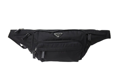 PRADA プラダ ボディバッグ ショルダーバッグ トライアングルロゴ ナイロン レザー ブラック シルバー金具 美品 中古 65163 