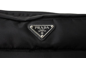 PRADA プラダ ボディバッグ ショルダーバッグ トライアングルロゴ ナイロン レザー ブラック シルバー金具 美品 中古 65163 
