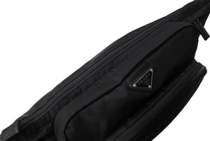 PRADA プラダ ボディバッグ ショルダーバッグ トライアングルロゴ ナイロン レザー ブラック シルバー金具 美品 中古 65163 