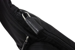 PRADA プラダ ボディバッグ ショルダーバッグ トライアングルロゴ ナイロン レザー ブラック シルバー金具 美品 中古 65163 