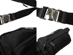 PRADA プラダ ボディバッグ ショルダーバッグ トライアングルロゴ ナイロン レザー ブラック シルバー金具 美品 中古 65163 