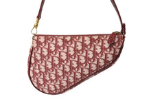 画像をギャラリービューアに読み込む, Christian DIor クリスチャンディオール トロッター柄 サドル ポーチ バーガンディー ワンショルダー BO A 0051 美品 中古 65167