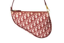 画像をギャラリービューアに読み込む, Christian DIor クリスチャンディオール トロッター柄 サドル ポーチ バーガンディー ワンショルダー BO A 0051 美品 中古 65167