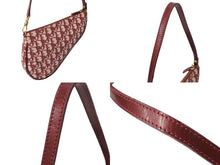 画像をギャラリービューアに読み込む, Christian DIor クリスチャンディオール トロッター柄 サドル ポーチ バーガンディー ワンショルダー BO A 0051 美品 中古 65167