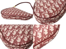 画像をギャラリービューアに読み込む, Christian DIor クリスチャンディオール トロッター柄 サドル ポーチ バーガンディー ワンショルダー BO A 0051 美品 中古 65167