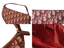 画像をギャラリービューアに読み込む, Christian DIor クリスチャンディオール トロッター柄 サドル ポーチ バーガンディー ワンショルダー BO A 0051 美品 中古 65167