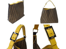 画像をギャラリービューアに読み込む, FENDI フェンディ ズッカ トートバッグ ショルダーバッグ 8BR653 キャンバス レザー ブラウン ブラック イエロー 美品 中古 65168 
