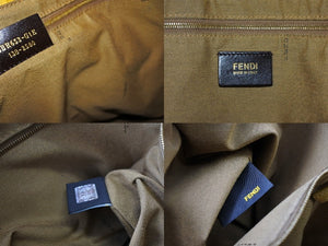 FENDI フェンディ ズッカ トートバッグ ショルダーバッグ 8BR653 キャンバス レザー ブラウン ブラック イエロー 美品 中古 65168 