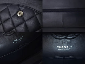 CHANEL シャネル マトラッセ25 チェーンショルダーバッグ 13番台 Wチェーン Wフラップ ココマーク カーフスキン ネイビー 美品 中古 65172