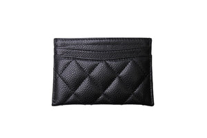 極美品 CHANEL シャネル マトラッセ カードケース ブラック キャビアスキン ココマーク ランダム ロゴ 小物 ウォレット 中古 65179