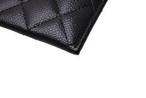 極美品 CHANEL シャネル マトラッセ カードケース ブラック キャビアスキン ココマーク ランダム ロゴ 小物 ウォレット 中古 65179