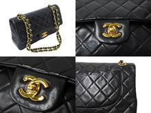 Load image into Gallery viewer, CHANEL シャネル チェーンショルダーバッグ Wフラップ マトラッセ23 ラムスキン 1番台 1990年 ブラック ゴールド 美品 中古 65188