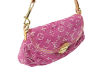 画像をギャラリービューアに読み込む, LouisVuitton ルイヴィトン ミニプリーティ ショルダーバッグ M95216 フューシャ モノグラムデニムキャンバス 美品 中古 65190