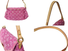 画像をギャラリービューアに読み込む, LouisVuitton ルイヴィトン ミニプリーティ ショルダーバッグ M95216 フューシャ モノグラムデニムキャンバス 美品 中古 65190