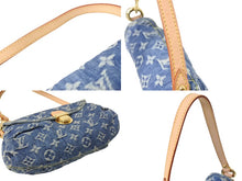 画像をギャラリービューアに読み込む, LOUIS VUITTON ルイヴィトン ミニプリーティ ハンドバッグ M95050 モノグラム デニム レザー ゴールド金具 美品 中古 65199