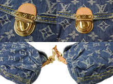 画像をギャラリービューアに読み込む, LOUIS VUITTON ルイヴィトン ミニプリーティ ハンドバッグ M95050 モノグラム デニム レザー ゴールド金具 美品 中古 65199