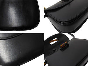 極美品 GUCCI グッチ バンブーミニ ハンドバッグ ショルダーバッグ 2WAY ブラック 000 46 0188 レザー ゴールド金具 中古 65202 
