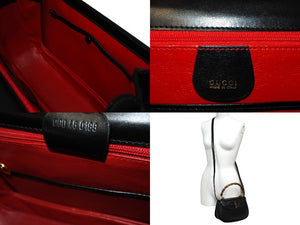 極美品 GUCCI グッチ バンブーミニ ハンドバッグ ショルダーバッグ 2WAY ブラック 000 46 0188 レザー ゴールド金具 中古 65202 