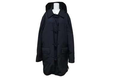 HERMES エルメス コート ジャケット フード付き フランス製 ナイロン ポリエステル ウール ブラック サイズ50 美品 中古 65205