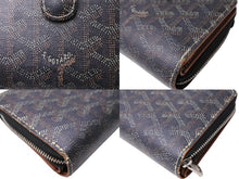 画像をギャラリービューアに読み込む, Goyard ゴヤール チュイルリー 二つ折り財布 ラウンドジップ ヘリンボーン PVC レザー ブラック ブラウン 良品 中古 65210