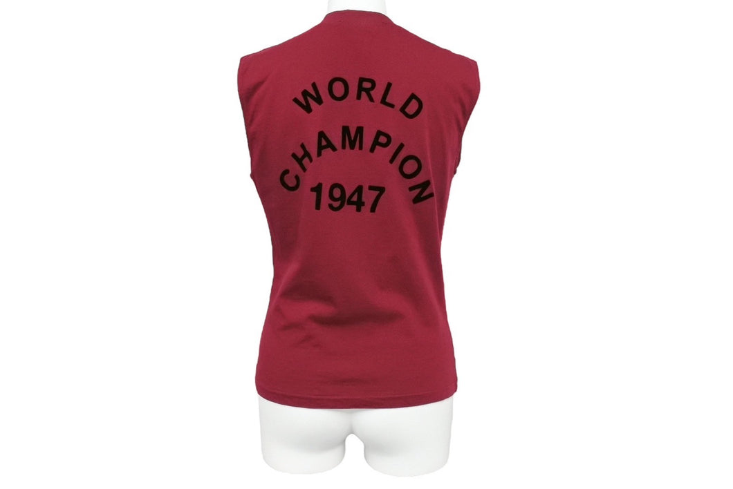 極美品 Christian Dior クリスチャンディオール ノースリーブ 1H12055300 サイズ40 バーガンディー コットン 中古 65211