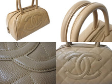 Load image into Gallery viewer, CHANEL シャネル ハンドバッグ ミニボストンバッグ ボーリングバッグ 11番台 2007年 キャビアスキン ベージュ 美品 中古 65232