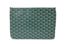 画像をギャラリービューアに読み込む, 新品未使用 GOYARD ゴヤール セナ MM クラッチバッグ SENAT2MMLTY09CL09P レザー PVC グリーン シルバー金具 中古 65239