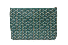 画像をギャラリービューアに読み込む, 新品未使用 GOYARD ゴヤール セナ MM クラッチバッグ SENAT2MMLTY09CL09P レザー PVC グリーン シルバー金具 中古 65239